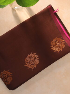 Soft Silk Saree – Deep Maroon with Floral Butta