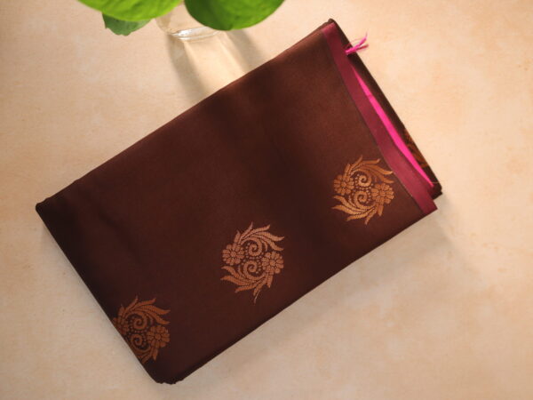 Soft Silk Saree – Deep Maroon with Floral Butta